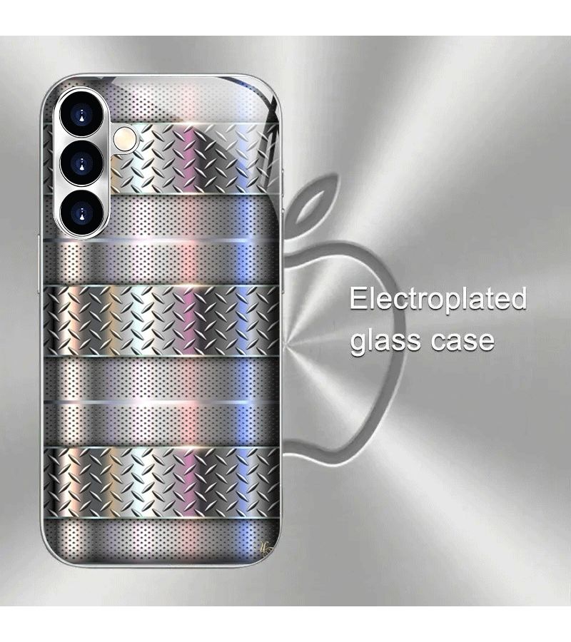 Grey Tempered Glass Phone Case Metallic Diamond Checkered Horizontal Stripe For Galaxy S20 Plus - Image 3
