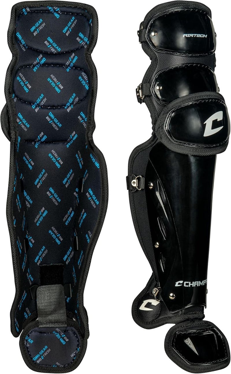 mens Compact Pro Plus Umpire Leg Guard, BLACK, 17 Length US