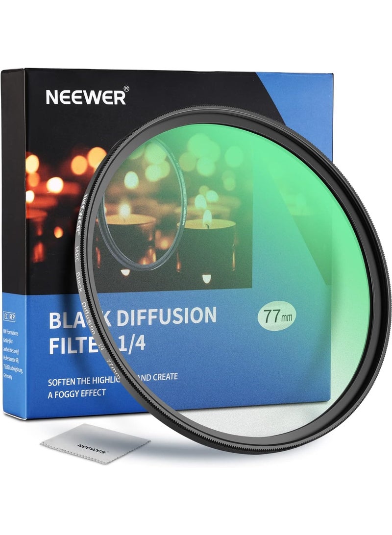 نيوير 1/4 Black Diffusion Filter Cinematic Dreamy Effect Filter 77MM - Image 1