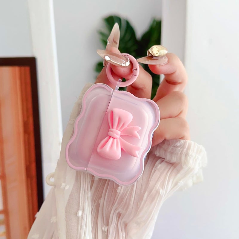 OTOPO Cute AirPods 4 Clear Case, Girly 3D Bow Design Soft TPU Protective Shockproof Kawaii Apple iPod 4th Generation Cover with Cleaner Kit & Keychain Girls Women - Image 3