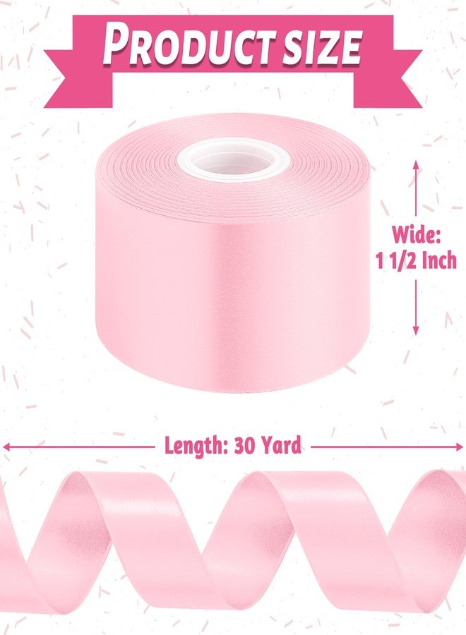Fullive 1 1/2 Inch Pink Ribbon, 30 Yards Pink Ribbon for Gift Wrapping, Polyester Satin Mothers Day Ribbons for Wedding Baby Shower Valentines Day Decorations DIY Bows Breast Cancer Awareness Crafts - Image 2