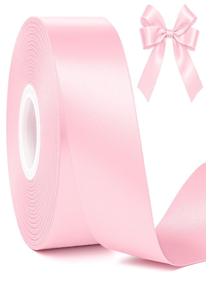 Fullive 1 1/2 Inch Pink Ribbon, 30 Yards Pink Ribbon for Gift Wrapping, Polyester Satin Mothers Day Ribbons for Wedding Baby Shower Valentines Day Decorations DIY Bows Breast Cancer Awareness Crafts - Image 1