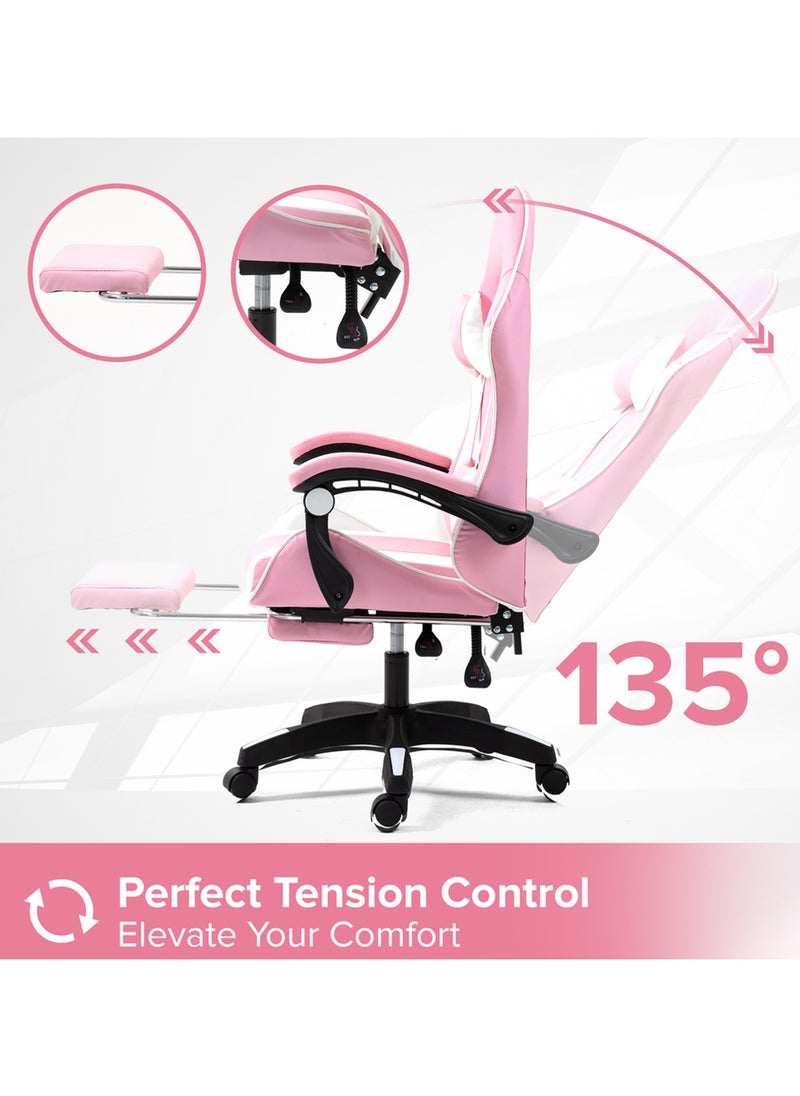 Bentifar - Gaming Chair with Footrest, Adjustable Computer Chair, PC Office Chair, 360° Rotation, PU Leather, High Backrest, Lumbar Support, Comfortable Armrests, Headrest - Image 1