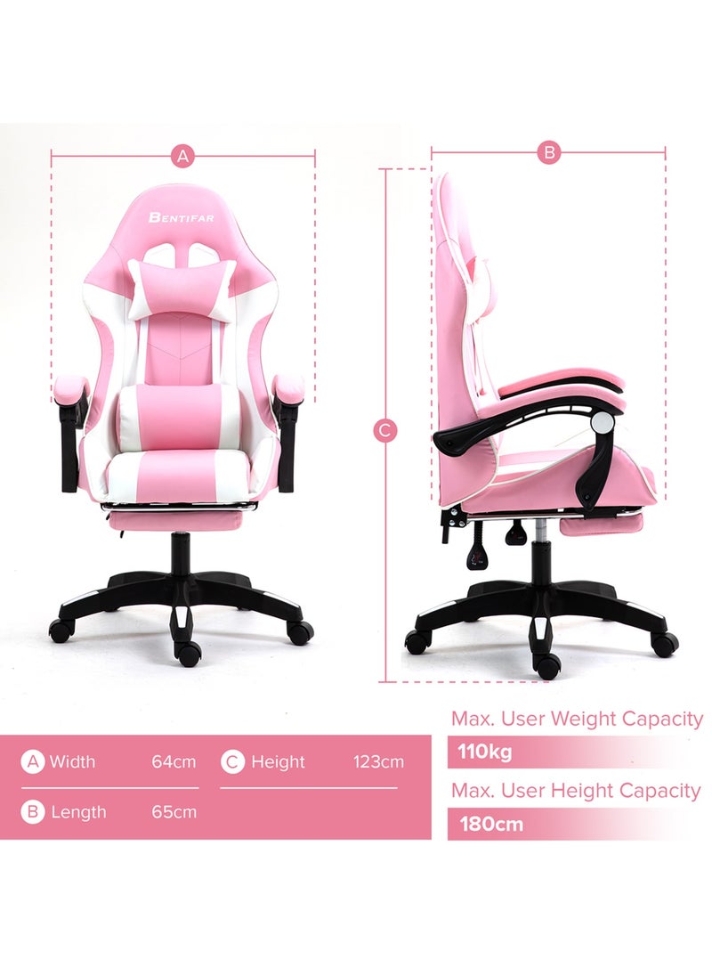 Bentifar - Gaming Chair with Footrest, Adjustable Computer Chair, PC Office Chair, 360° Rotation, PU Leather, High Backrest, Lumbar Support, Comfortable Armrests, Headrest - Image 1