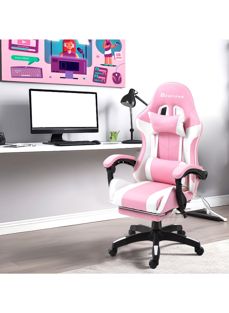 Bentifar - Gaming Chair with Footrest, Adjustable Computer Chair, PC Office Chair, 360° Rotation, PU Leather, High Backrest, Lumbar Support, Comfortable Armrests, Headrest - Image 1