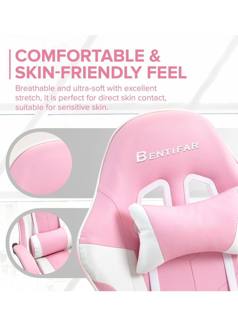 Bentifar - Gaming Chair with Footrest, Adjustable Computer Chair, PC Office Chair, 360° Rotation, PU Leather, High Backrest, Lumbar Support, Comfortable Armrests, Headrest - Image 1