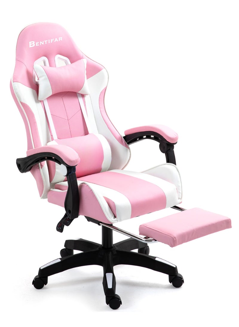 Bentifar - Gaming Chair with Footrest, Adjustable Computer Chair, PC Office Chair, 360° Rotation, PU Leather, High Backrest, Lumbar Support, Comfortable Armrests, Headrest - Image 1