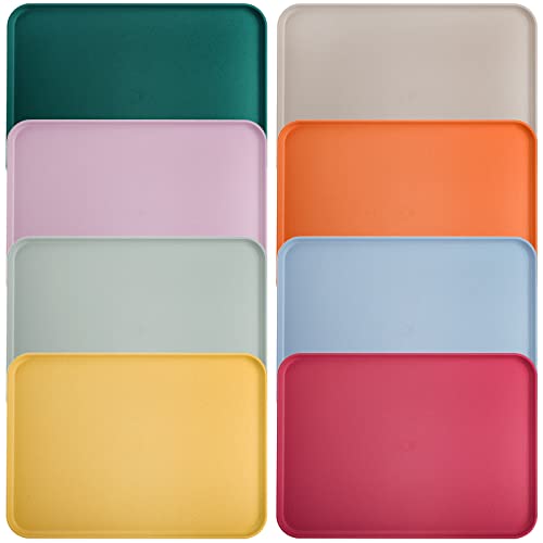 Lyellfe 8 Pack Fast Food Serving Tray 15 by 10Inch Wheat Straw Cafeteria Tray Colorful Restaurant Serving Trays Rectangular Serving Platter for Party Home School Restaurant