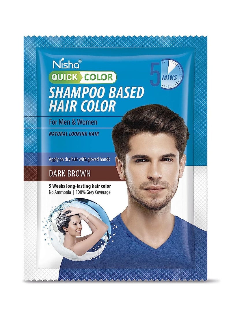 Nisha Fast Coloring Dark Brown Hair Dye Shampoo for Men and Women Natural Look 20 ml Each Sachet 10 Sachets - Image 3