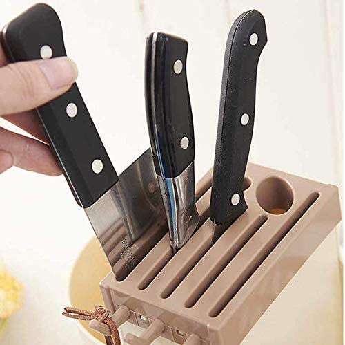 SPHP Multi Functional Self Draining Organizer Chopsticks Basket Knife Other Kitchen Cutlery Storage Holder Cutlery Flatware Holder Rack with Removable Draining Tray Multicolor - Image 4