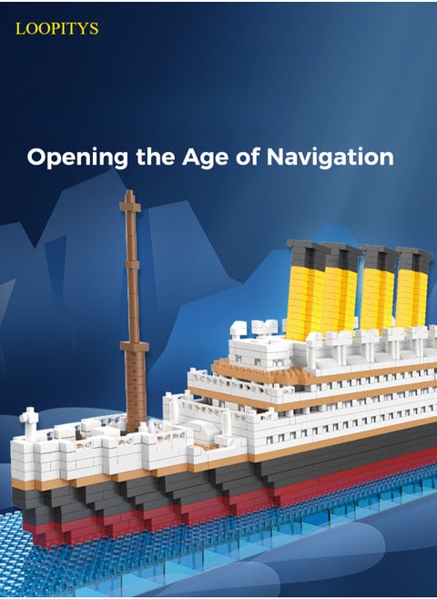 2035 Piece Micro Mini Blocks Set Titanic Model Building Block Kit Bricks Toy Ship Model Building Set Toys Tiny Particle Building Block Boat Gift for Adults and Kids