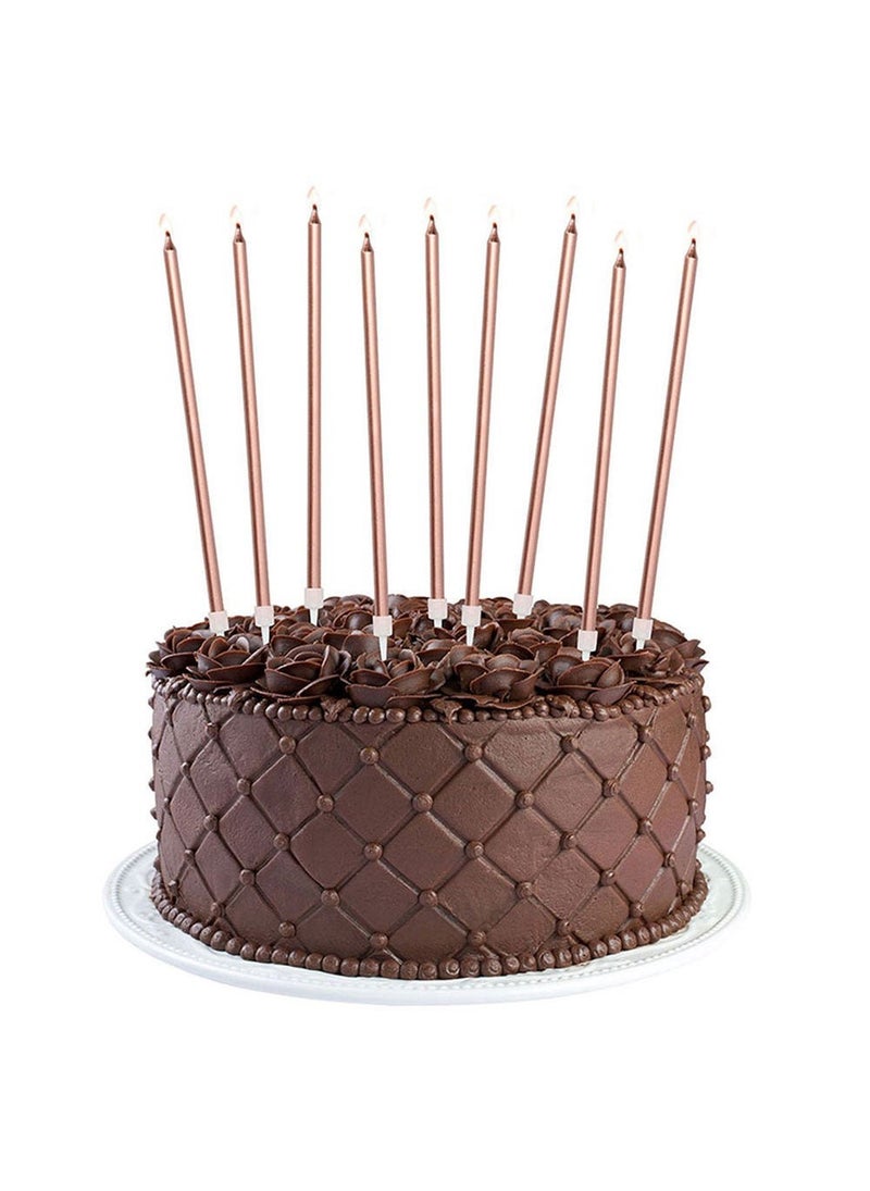 Folat Rose Gold Metallic Long Cake Candles 15cm 16-Pack - Image 3