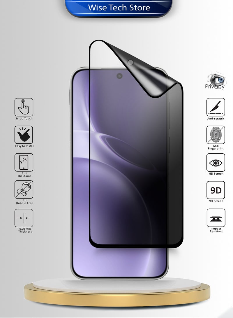 دبليو تيك فيفو X300 برو 5G 2025 واقي شاشة فائق الجودة من السيراميك النانوي مع حماية الخصوصية، تغطية كاملة وغراء كامل، مطفي ومرن (MSCNMP) - شفاف/أسود - Image 2