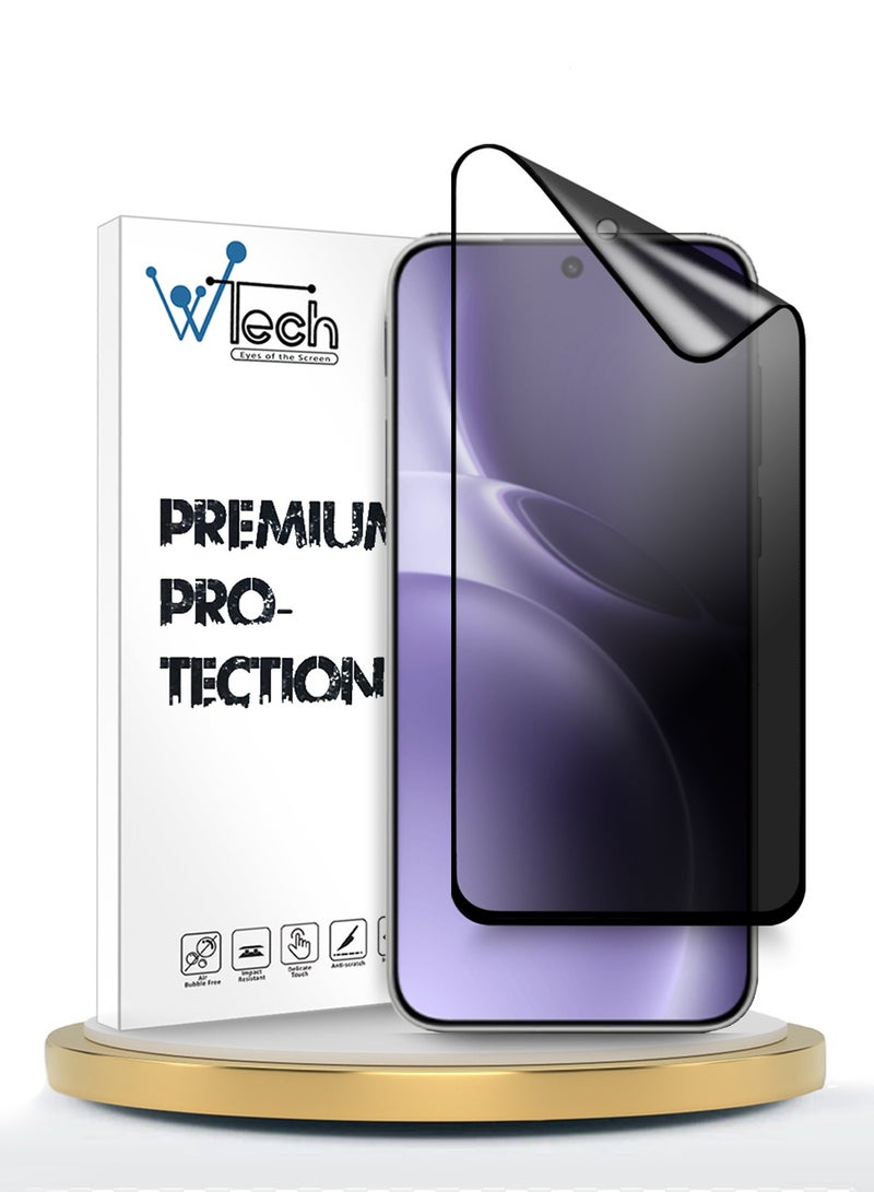 دبليو تيك فيفو X300 برو 5G 2025 واقي شاشة فائق الجودة من السيراميك النانوي مع حماية الخصوصية، تغطية كاملة وغراء كامل، مطفي ومرن (MSCNMP) - شفاف/أسود - Image 1