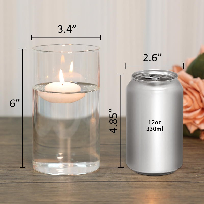 SUPMIND 12pcs Clear Cylinder Vases for Centerpieces, Glass Flower Vases for Wedding Decorations and Home Decor, 6 Inch Glass Hurricane Candle Holder for Table Shelf - Image 2