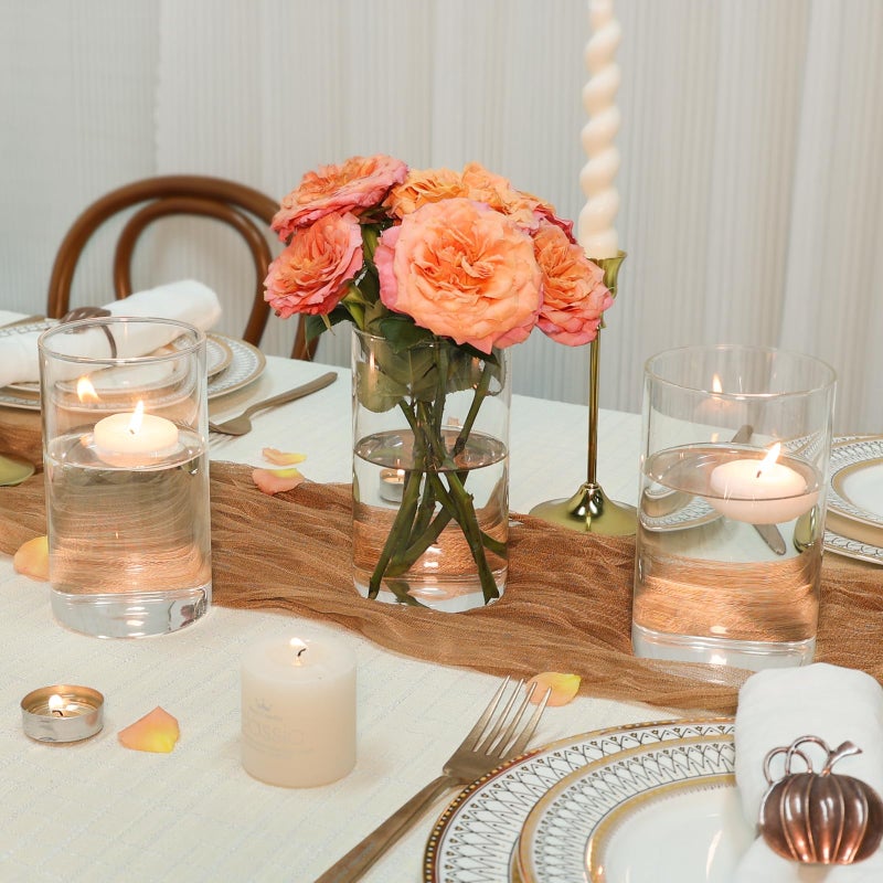 SUPMIND 12pcs Clear Cylinder Vases for Centerpieces, Glass Flower Vases for Wedding Decorations and Home Decor, 6 Inch Glass Hurricane Candle Holder for Table Shelf - Image 3