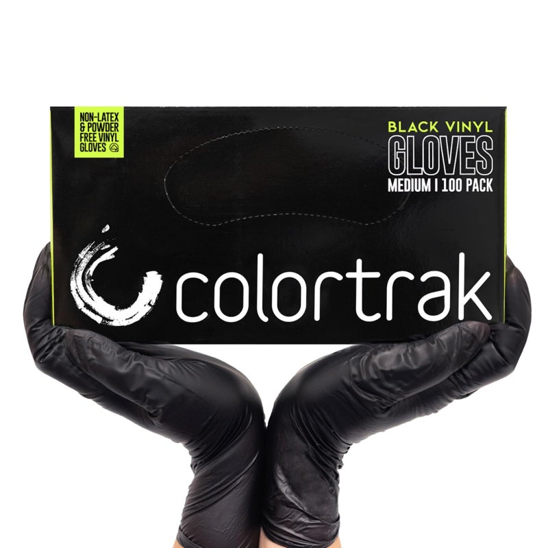 Colortrak Black Vinyl Gloves, Disposable, Latex-Free & Powder Free (200 Count) Single-Use for Chemical Processing - Image 2
