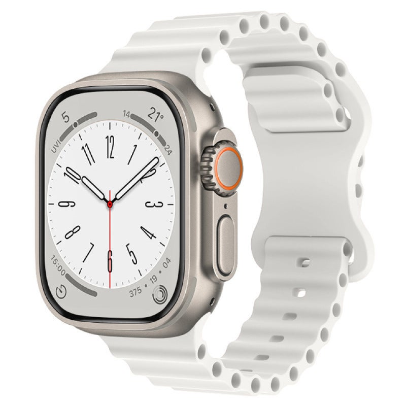 Apple Watch Band Ultra/iWatch 8/9/10 Dual Buckle Silicone Strap with 8-Shape Clasp - 22mm/24mm Compatible