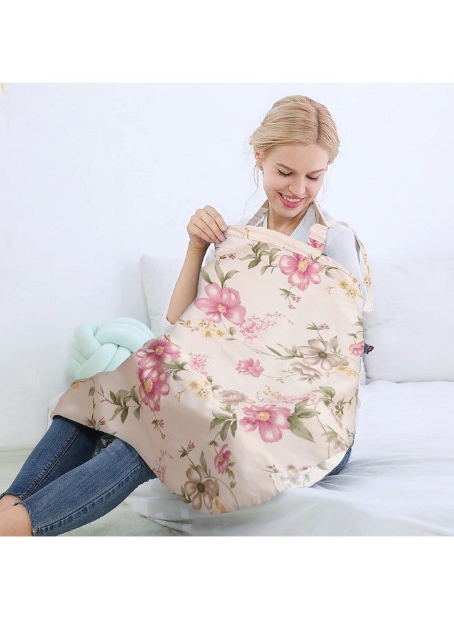 insular Insular Nursing Cover for Breastfeeding, Infant Feeding Cover Breathable Cotton Privacy Breastfeeding Apron, Pink Begonia - Image 3