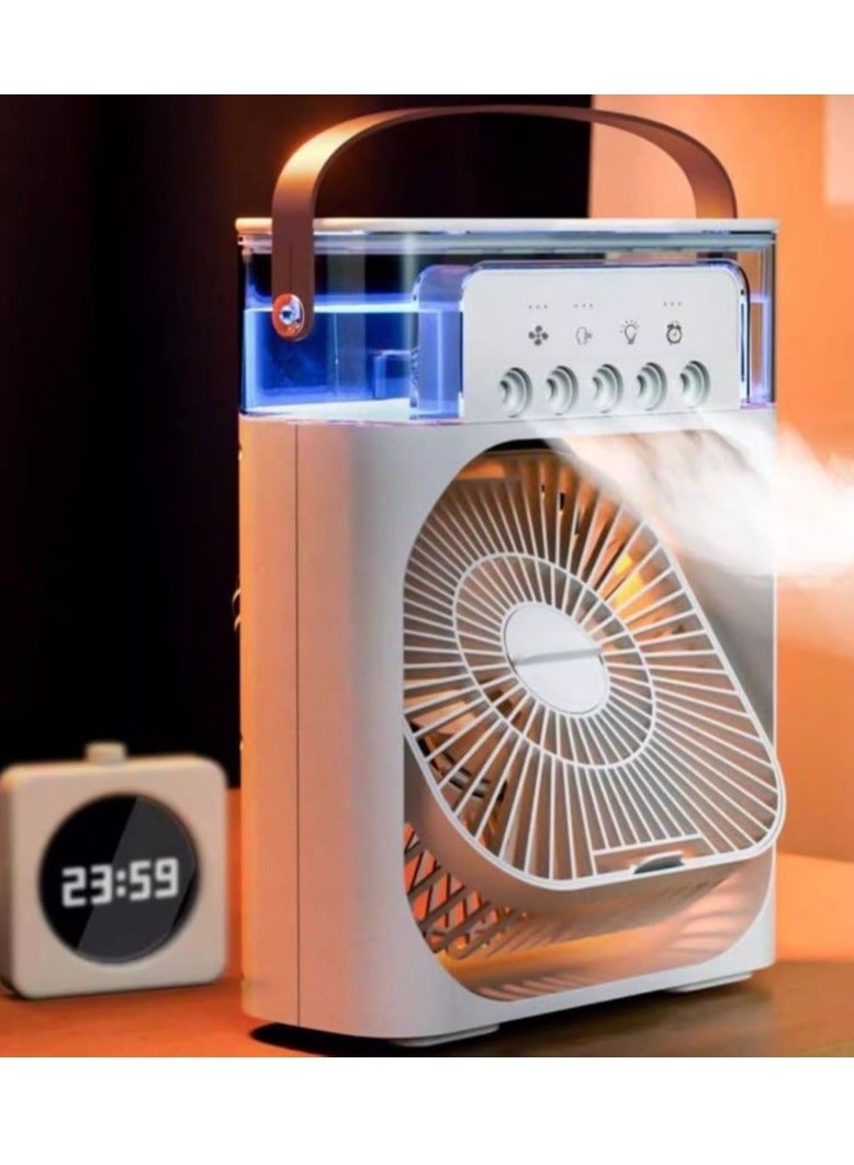 Cooling Fan, Portable Air Conditioners, 600ml Mini Mist Coolers, 3-speed personal evaporative air cooler with USB port, 7 LED lights, 1-3 hour timer, AC cooling fan for car, home and office room, white colour  - Image 4