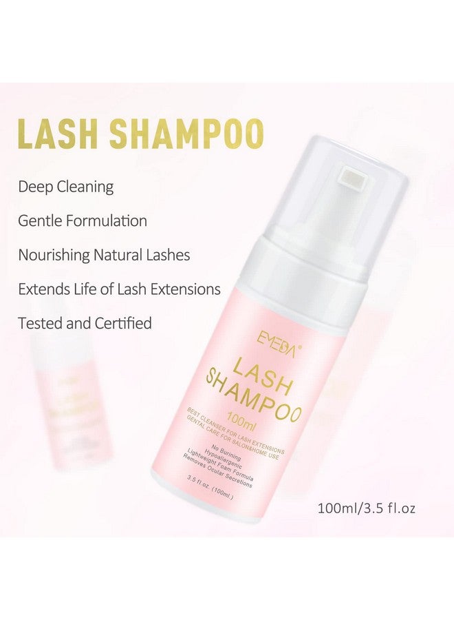 EMEDA Lash Shampoo Kit - 3.38 fl.oz / 100ml Gentle Foam Lash Cleanser, Oil-Free Cleaning for Wash Extension/Natural Eyelash Bath with Rinse Bottle Brush - Image 2