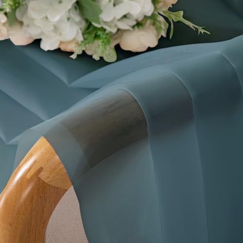 OWENIE Sheer Curtains, 63 inch Length Set of 2, Rod Pocket Light Weight Voile Curtains & Drapes for Bedroom & Living Room, Each 42Wx63L inch, Dusty Blue - Image 5