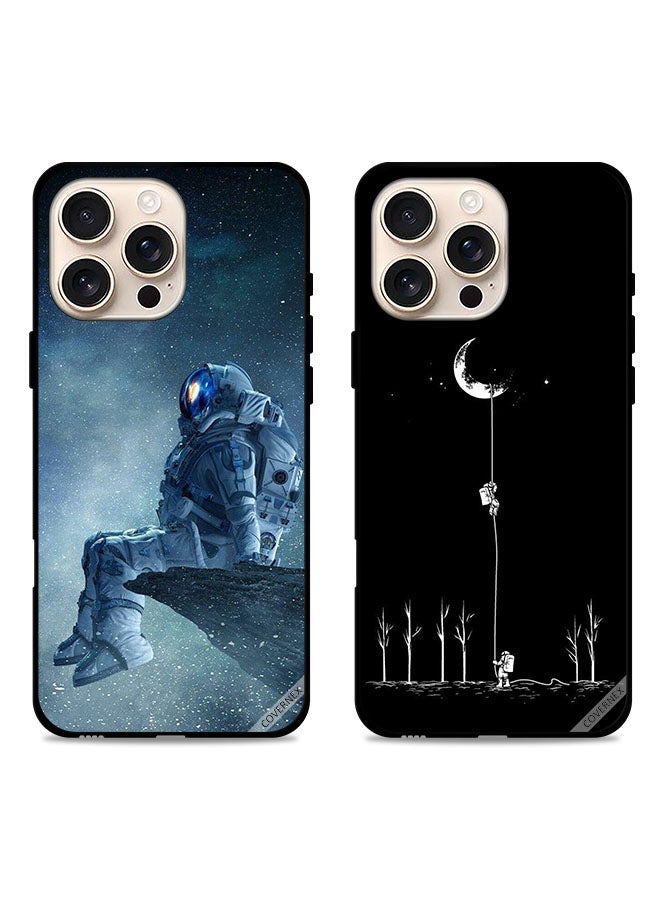Covernex Two Cases For Apple iPhone 16 Pro Max Protective Covers Astronaut Tired To Moon - Image 1