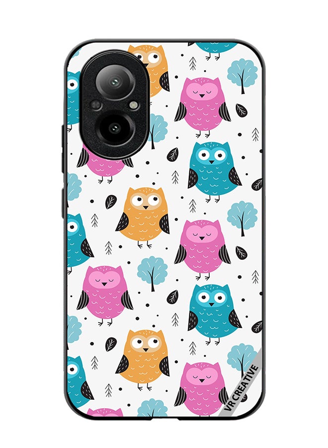 VR CREATIVE Protective Case Cover For Realme C67 4G Owls Seamless Pattern Design Multicolour - Image 1