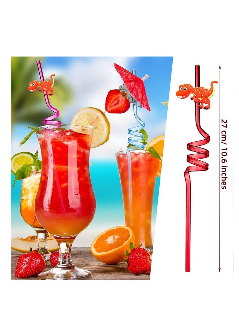 KASTWAVE 24 Pieces Reusable Dinosaur Straws Plastic Dinosaur Straws for Kids Safari Jungle Dinosaur Theme Straws for Dinosaur Party Decoration Supplies Birthday Party Favors, 8 Styles  - Image 4