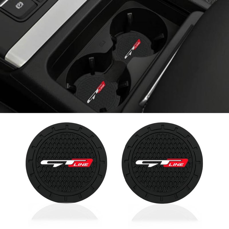 JULOPO 2 Pcs Black car Cup Holder Coaster Compatible with GT LINE 2.75 Inch Silicone Anti-Slip Fashion car Interior Accessories - Image 1
