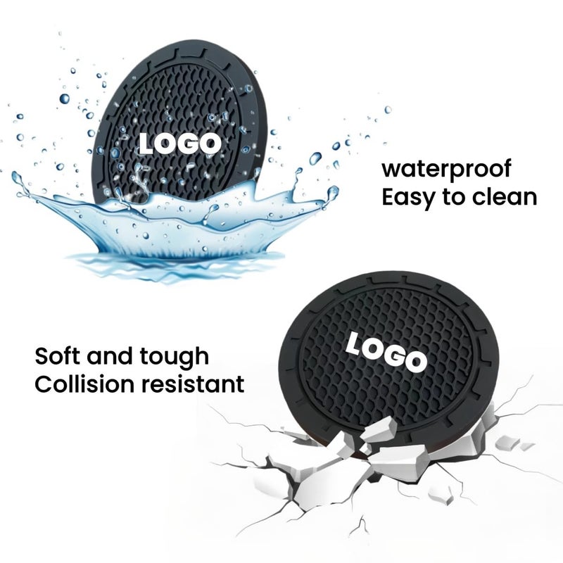 JULOPO 2 Pcs Black car Cup Holder Coaster Compatible with GT LINE 2.75 Inch Silicone Anti-Slip Fashion car Interior Accessories - Image 3