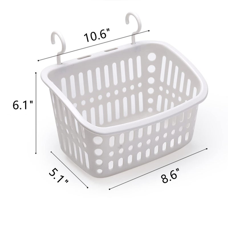 Doitxue 3PCS Plastic Hanging Baskets for Shower, Hanging Basket Organizer with Hooks, Rectangle 10.6Inches Small Hanging Storage Basket (Grey) - Image 2