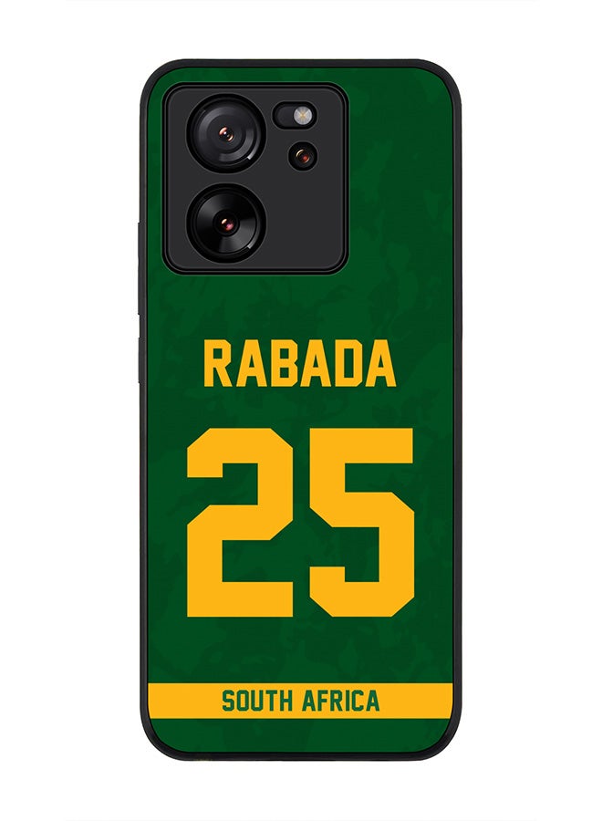 Stylizedd Rugged Black Edge case for Xiaomi 13T / Xiaomi 13T Pro,Slim fit Flexible Cover - Team South Africa Kagiso Rabada, Jersey No 25 - Image 1