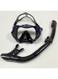 Arabest Diving Goggles Snorkeling Sanbao Breathing Tube Set Mens and Womens New Large Frame Silicone Mirror Snorkeling Mask Diving Glasses Blue frame black + All Black 