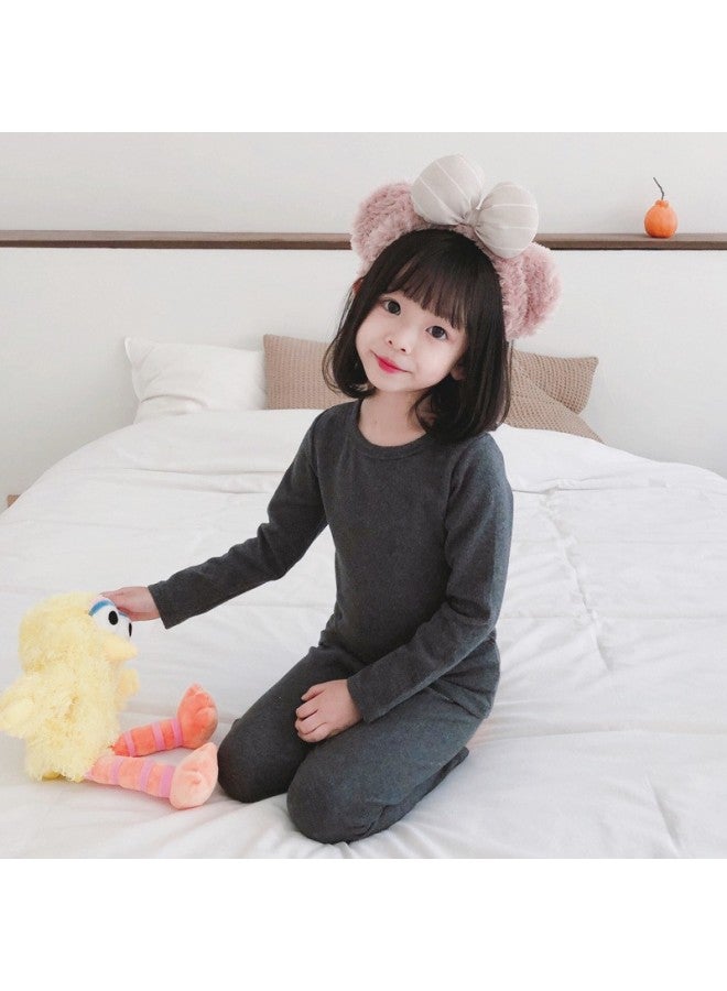 Children's Pajamas Autumn And Winter Solid Color Home Clothes Boys' Wool Pull-up Set Girls' Baby's Autumn Clothes And Pants Comfortable