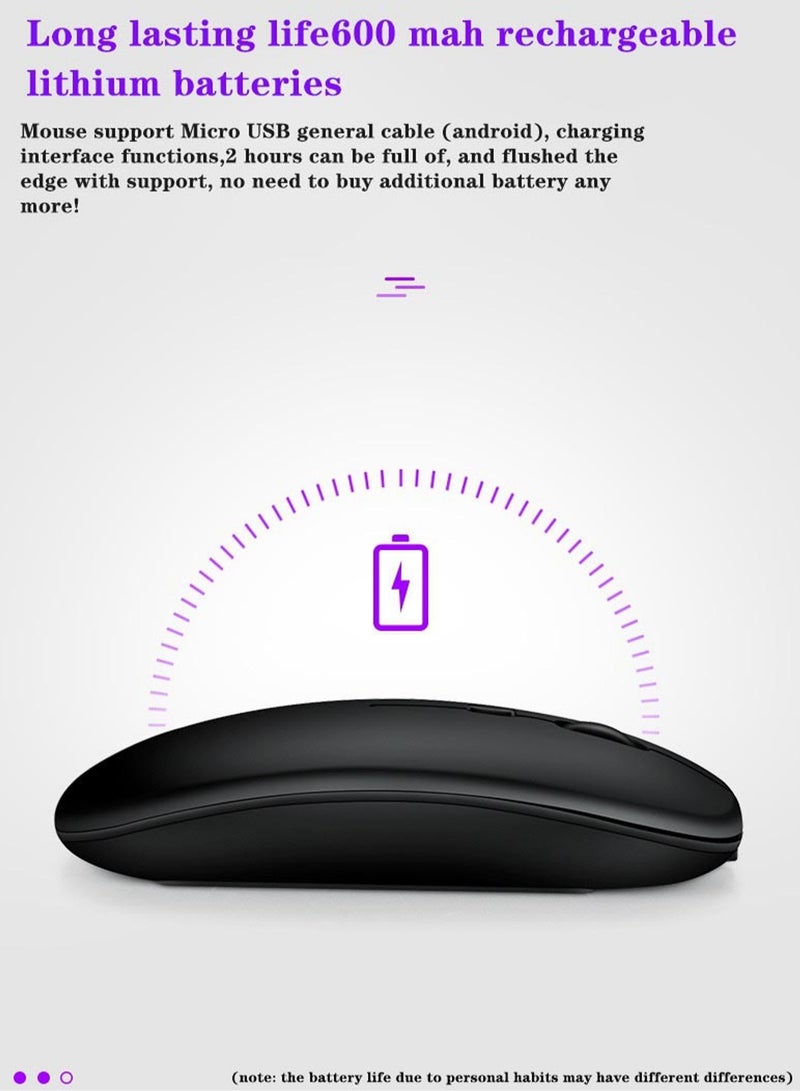 Ultra-Thin Wireless Mouse, Bluetooth 5.0 Dual-Mode Computer Tablet Mute Mouse（Black） - Image 5
