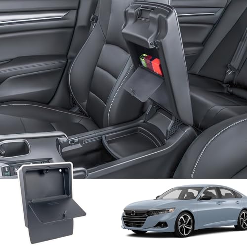 منظم مخفي لوحدة التحكم المركزية من PIMCAR لسيارة هوندا أكورد 2018 2019 2020 2021 2022 - حجرة سرية للذراع مع تخزين مخفي بنقرة واحدة