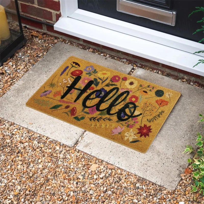IZUS Floral Welcome-Door-Mats Outside-Entrance Synthetic-Coir with Non-Slip-Backing Front Door-Mats 17x29 Inches for Outdoor/Indoor Front-Entrance/Garden/Porch Decor 17x29inches - Image 3