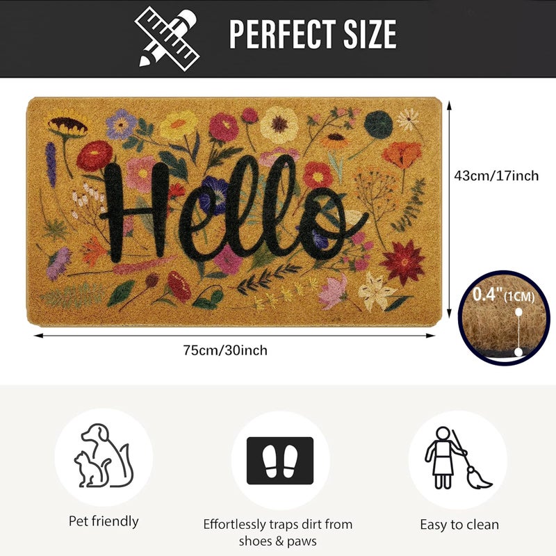 IZUS Floral Welcome-Door-Mats Outside-Entrance Synthetic-Coir with Non-Slip-Backing Front Door-Mats 17x29 Inches for Outdoor/Indoor Front-Entrance/Garden/Porch Decor 17x29inches - Image 5
