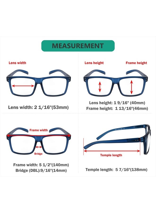 Eyekepper 5-pack Oversized Reading Glasses Square Large Frame Readers for Men and Women +1.50  - Image 3