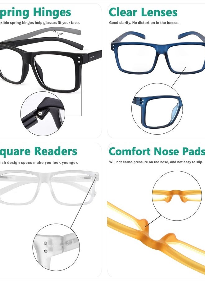 Eyekepper 5-pack Oversized Reading Glasses Square Large Frame Readers for Men and Women +1.50  - Image 5