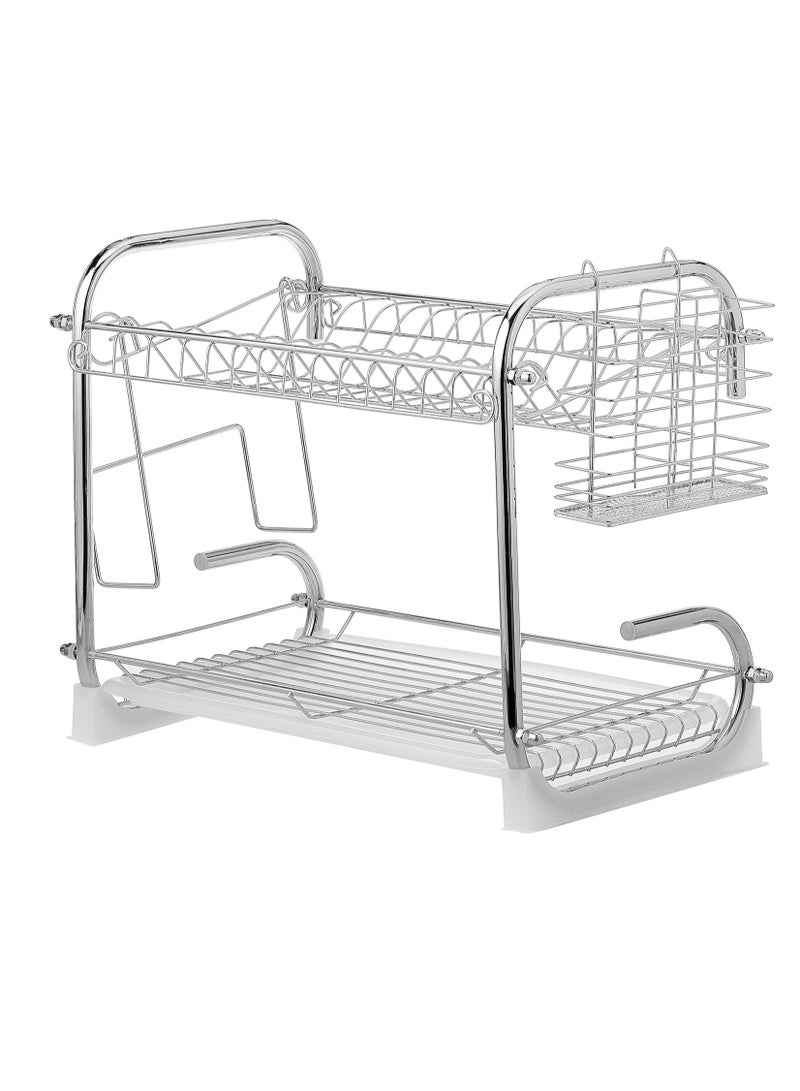 Reko Dish Drying Rack, 2 Tier Dish Storage And Draining Rack With Cup Holder And Chopstick Tube, Storage Rack Shelf  - Image 5