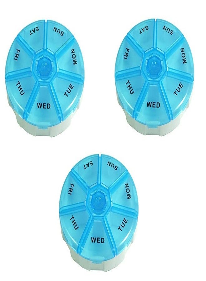 aktive support Aktive Life Round Portable Pill Medicine Organiser Reminder Storage Box for 7 Days - Pack of 3 - Image 1