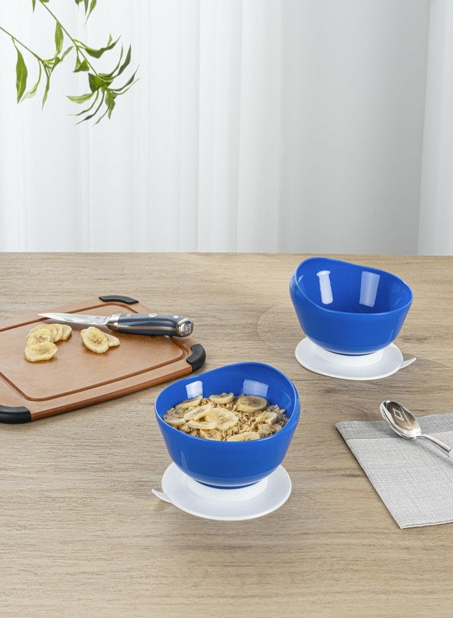 Restaurantware Scoop Bowls 1 Count 19 Oz Plastic Suction Base Blue Adaptive Bowls with High to Low Rim Hot & Cold Friendly Scoop Dishes for Elderly with Dementia, Parkinsons and Disabled - Image 3