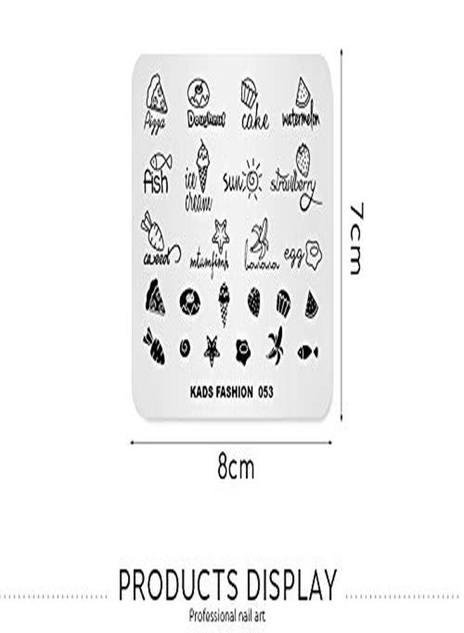 Rolabling Nail Stamping Plate Fashion Food Fruit Summer Cake Fish Ice Cream Theme Multi-Pattern Stamp Print Image Stamp Template Nail Art for Nail Design By Rolabling - Image 5