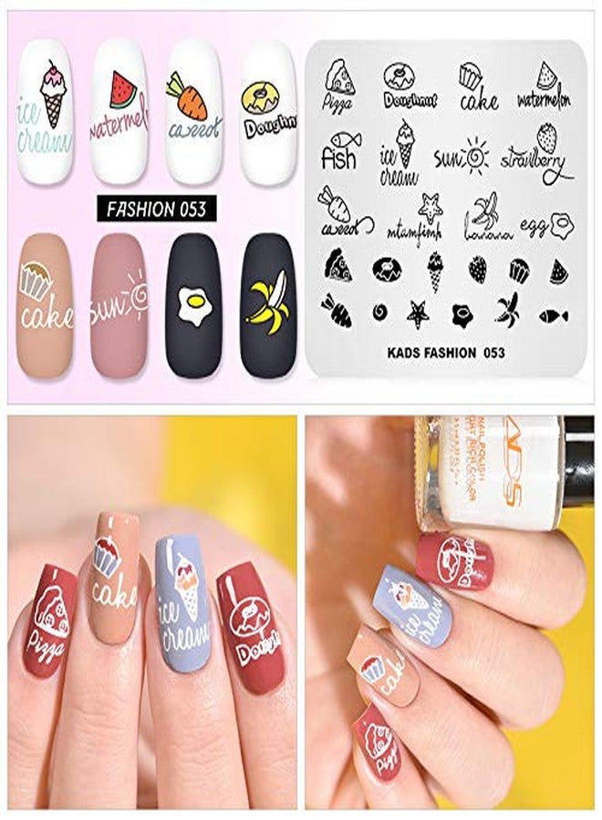Rolabling Nail Stamping Plate Fashion Food Fruit Summer Cake Fish Ice Cream Theme Multi-Pattern Stamp Print Image Stamp Template Nail Art for Nail Design By Rolabling - Image 3