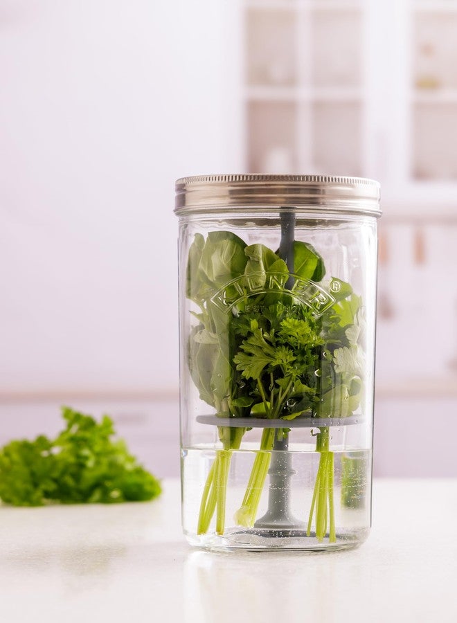 Kilner Herb Keeper Set | Keep Herbs Fresh for Up to 3 Weeks | 1L Wide Mouth Jar with Stainless Steel Lid & Silicone Lifter | Easy-to-Use for Home-Grown or Store-Bought Herbs | Recipe Booklet Included - Image 3