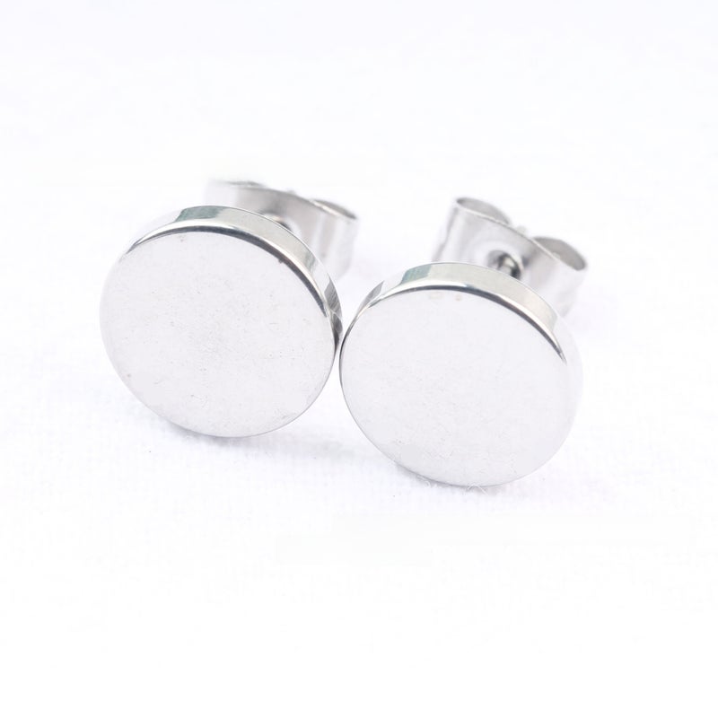 Fashion Titanium Barbell Earrings for Men and Women 10mm steel color one