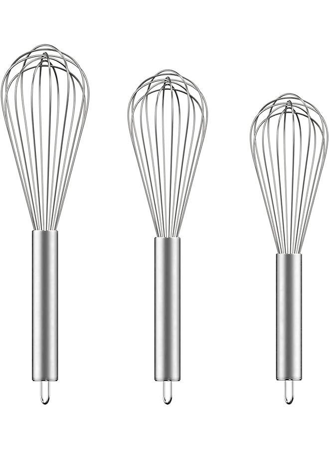 Ouddy Stainless Steel Whisk Set 8 Inch Plus 10 Inch Plus 12 Inch Kitchen Whisk Balloon Whisks For Cooking Egg Beater Wire Wisk Wisking Tool For Blending Whisking Beating Stirring Baking - Image 1