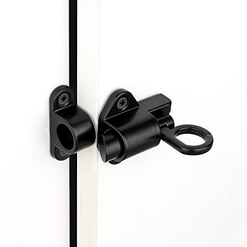 INIRET 2 Packs Self-Closing Latches，Black Spring Door Lock，Resilient Bolt Latch Aluminum Alloy Safety Automatic Spring Barrel Door Lock with Screws,Used for Wooden Door,Wooden Window and Cabinet etc - Image 3